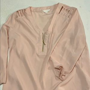 Zippered blouse with shoulder cutouts